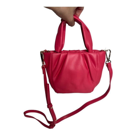 Zara Crossbody Bag handle Pink Fuchsia Mini Rose Gold Bag Soft Mini Purse New - Picture 13 of 16